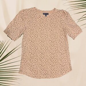 3/$25 Cream and brown polka dot blouse with princess milkmaid sleeves